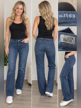 GAP Women's Boot-Cut Jeans in Dark Blue